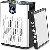DAYETTE Air Purifiers for Bedroom Home, HEPA 14 Filter for Large Room up to 3000ft?, 6-Stage Filtration Remove Dust Pet Hair 