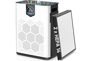 DAYETTE Air Purifiers for Bedroom Home, HEPA 14 Filter for Large Room up to 3000ft², 6-Stage Filtration Remove Dust Pet Hair 
