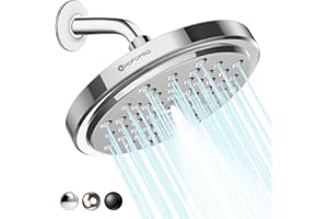 HOPOPRO High Flow Shower Head - High Pressure Rain - 7 Inch Rainfall Spray Showerhead - Tool-free 1-Min Installation - Adjustable Bathroom Shower Head Replacement with Luxury Look - Chrome