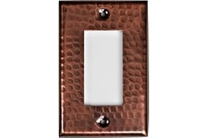 Monarch Abode 17013 Single Switch Hand Hammered Rocker Decorative Wall Plate - Switch Plate Outlet Cover - 1-Gang Pure Copper - Hammered Copper Outlet Covers - Copper Switch Plate Covers