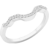 Dazzlingrock Collection Valentine's Day Gift 0.10 Ctw 10K Real Solid Gold Round Cut White Natural Diamond Women Anniversary Wedding Band Guard Ring 1/10 CT