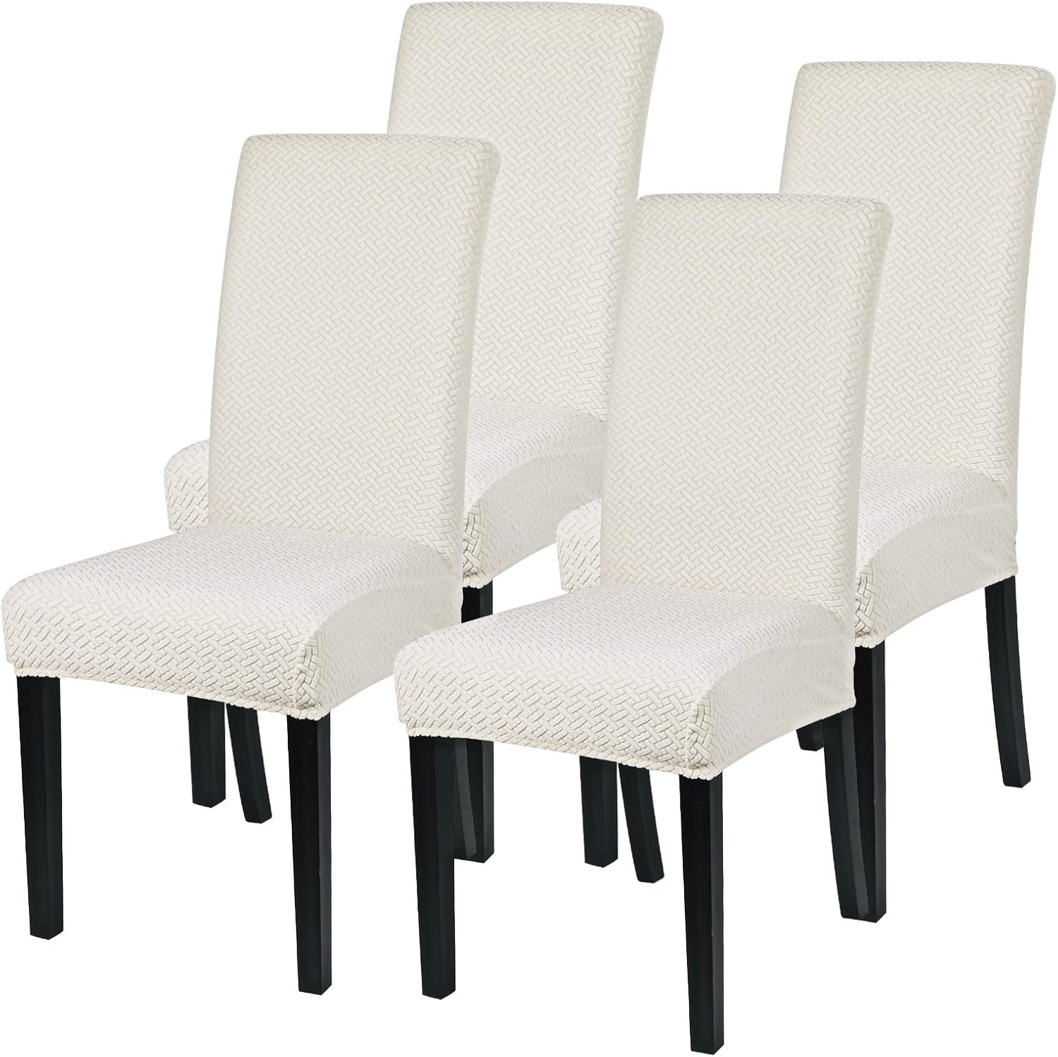 Slipcovers - SearchI Chair Covers for Dining Room Set of 4, Stretch Jacquard Kitchen Parsons Chair Covers,Washable Spandex Dining Chair Slipcovers Seat Protector for Hotel,Banquet,Ceremony