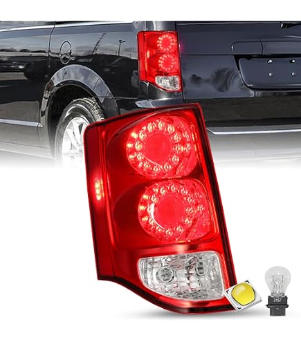 Luz Trasera LED Izquierda Para Dodge Grand Caravan 2011-2020, Carcasa Cromada Y Lente Rojo/transparente