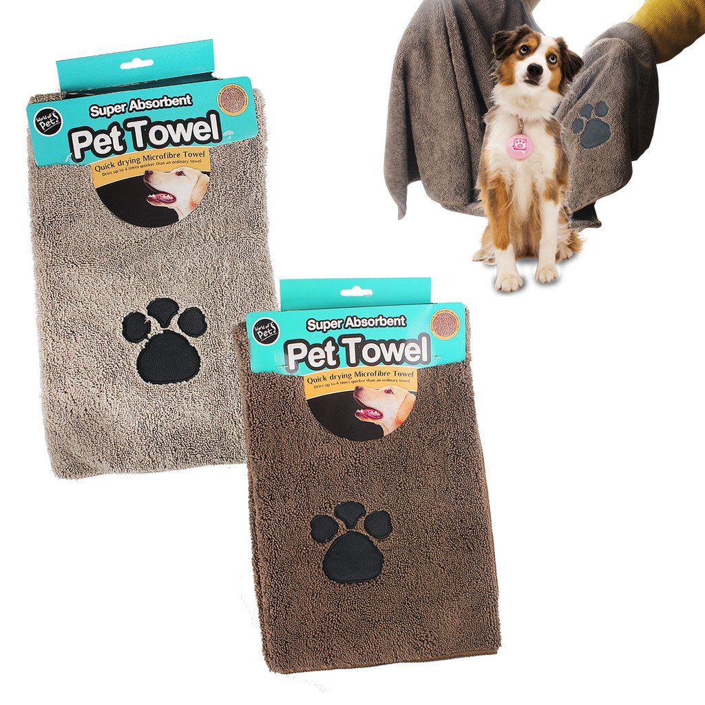 Guaranteed4Less Pet Wash Towel Dog Microfibre Quick Dry Puppy Drying Mitt Absorbent Cat Cleaning (TWO PET TOWELS)