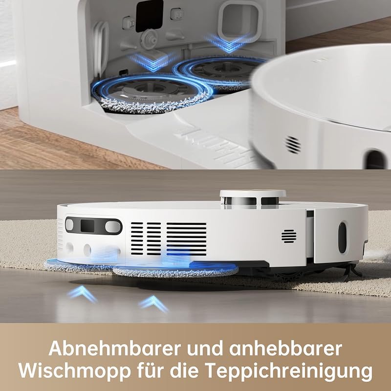 X40 Ultra Complete Saugroboter mit Wischfunktion, 12.000Pa Saugkraft, 70℃ Wischmopp, selbstreinigend, automatische Entleerung, automatisches Nachfüllen, Anti-Wirrwarr und anhebbare Bürsten