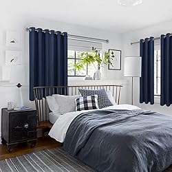 Diraysid Navy Blue Grommet Blackout Curtains for
