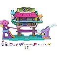 Polly Pocket Doll House with 2 Micro Dolls, Toy Car, Doll Furniture & 4 Pets, Expandable Pet Adventure House