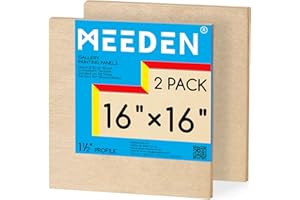 MEEDEN Unfinished Wood Canvas Board: 1-1/2" Deep 16x16” Wooden Canvas Panel Pack of 2 - Blank Cradled Wood Art Board for Painting
