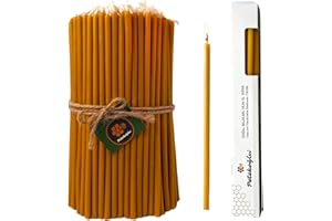 15 Natural Beeswax Taper Candles (20 cm × 0.6 cm) – Handmade Pure Beeswax Ritual & Wish Candles by Petekoğlu | 1 Hour Burn | 