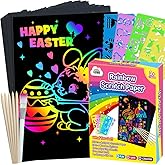 ZMLM Arts Crafts Gifts for Kids: 60PCS Rainbow Scratch Paper Art Gifts for Girls Boys Ages 4-8 8-12, Easter Basket Stuffers f