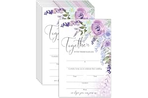 ESAMP Purple Floral Wedding Invitations, Fill-in Lavender Flower Wedding Party Invitation Kit, Party and Reception Supplies (
