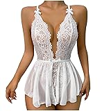 Sex Lingerie for Women Deep V Lace One Piece