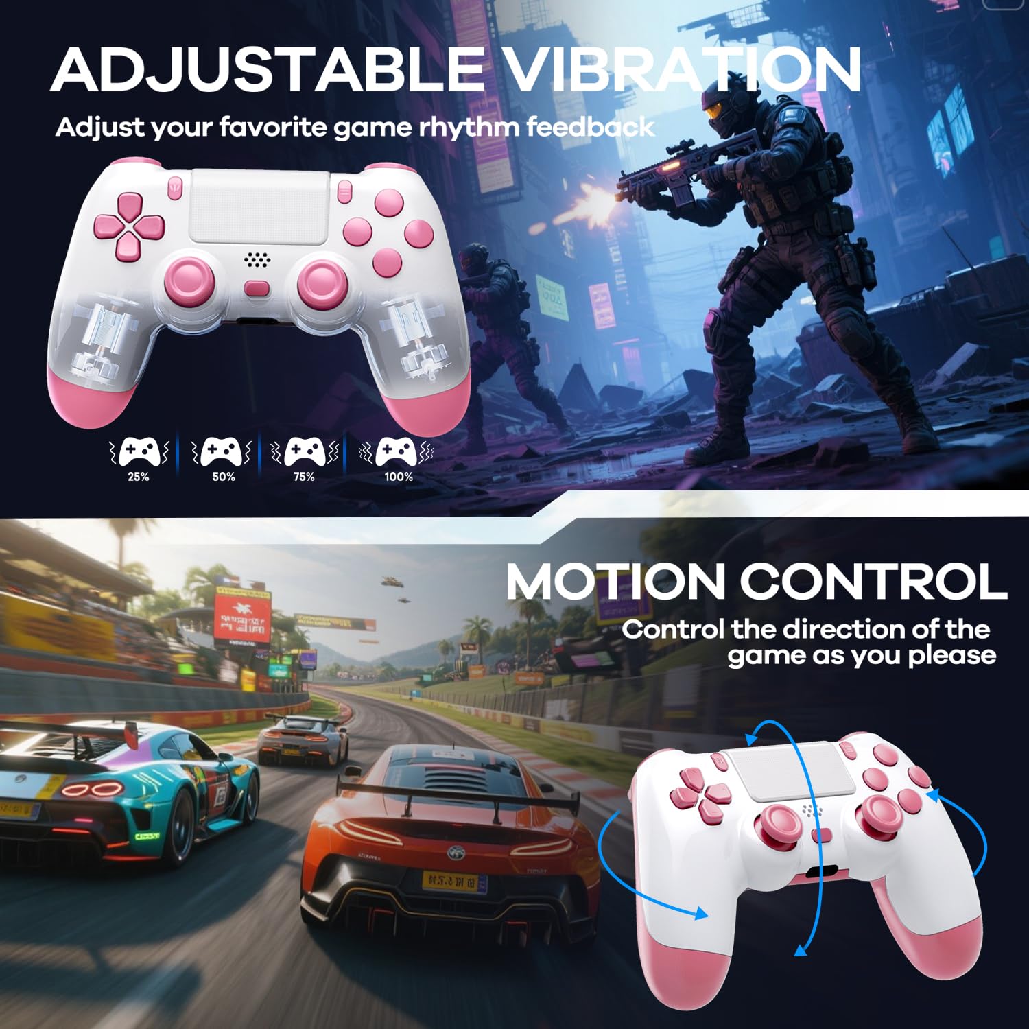 AROEVEIB 2 Pack Controller with Charger Dock for PS4 Wireless Game Controller, with LED Charging Dock Station, 2 USB Cable