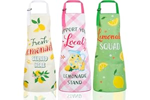 XLSXEXCL 3 Pack Lemonade Stand Apron, Lemon kids Aprons with Pockets, Adjustable Lemonade Apron for Boys and Girls for Lemona
