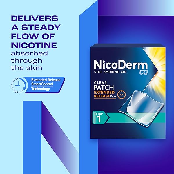 NICODERM CQ STEP 1 NICOTINE PATCHES TO QUIT SMOKING, 21MG, STOP SMOKING AID, 7 COUNT (1 WEEK KIT)