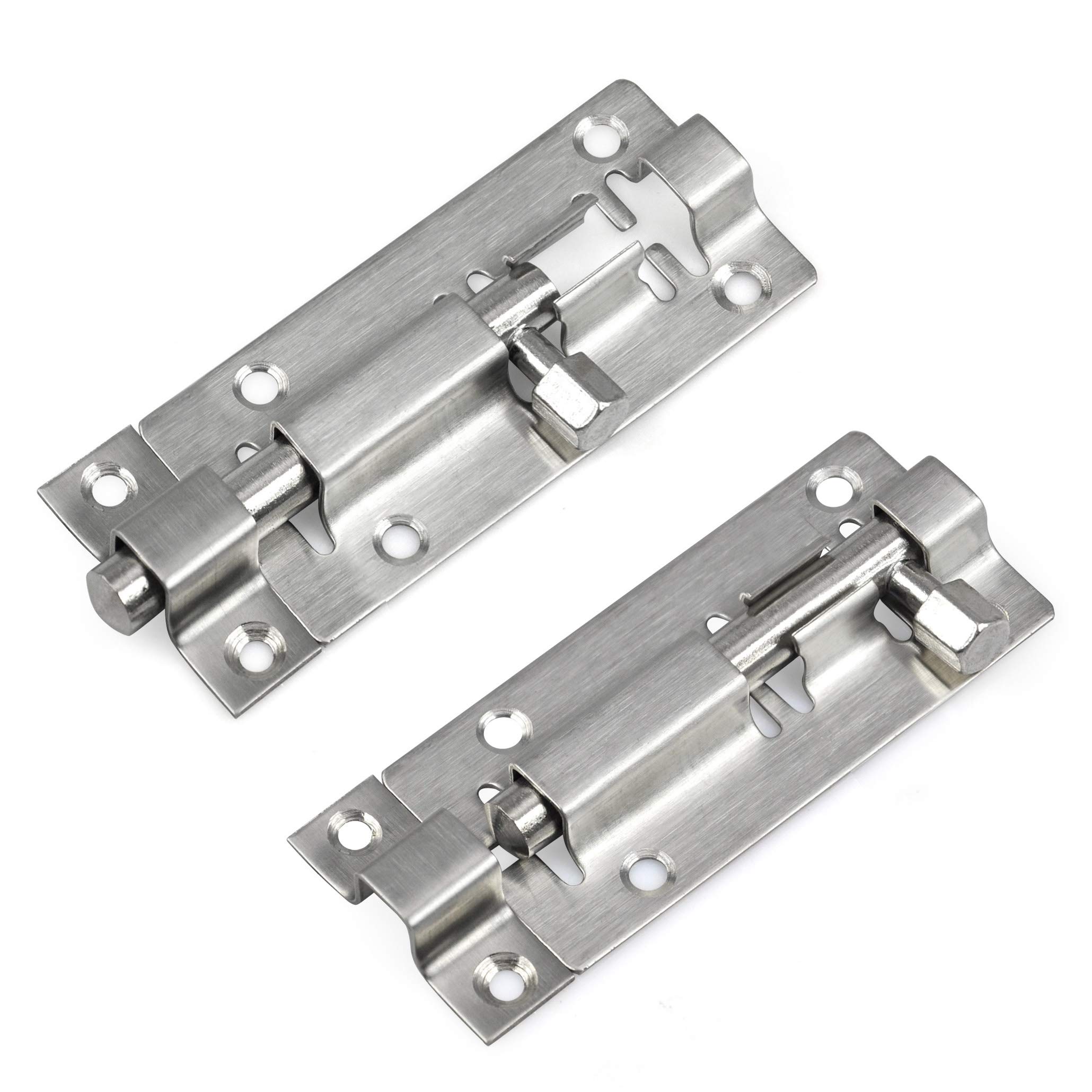 TRIXES 75mm Simple Slide Bolts for Bathroom Toilet Shed Door Lock/Catch/Latch - Pack of 2
