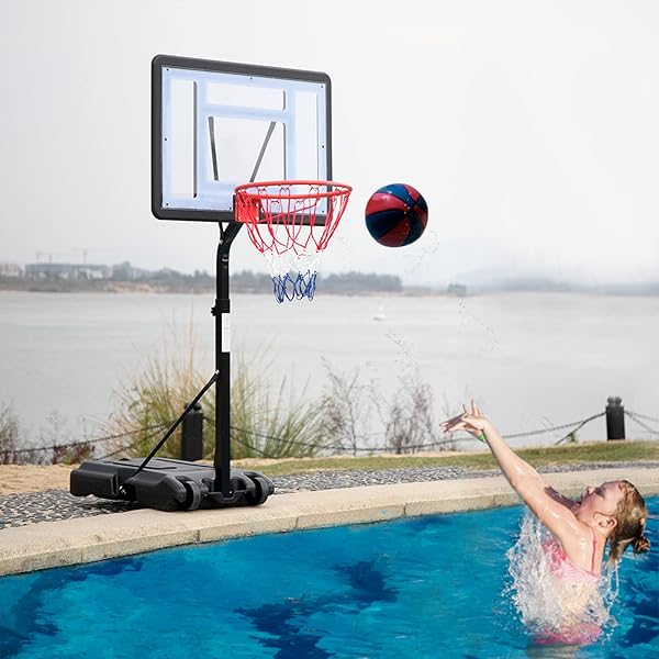 Aosom Portable Swimming Pool Basketball Hoop, 30 Inch Backboard With A