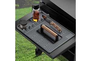 visnfa Side Shelf Mat for Blackstone, Silicone Utensil Rest with Drip Pad for Kitchen, 16x11.6 Inch Silicone Spatula Mat/Food Grade Griddle Mat/Accessories for Kitchen Cook Countertop（Gray）