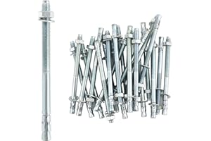 QWORK Wedge Anchor, 25 Pcs 1/2'' x 7" Heavy Duty Fastener for Concrete, Zinc Plated Wedge Concrete Wall Anchors Bolt