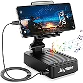 Joymate Gifts for Men Women, Phone Stand with Bluetooth Speaker and Charging Function 360° Rotable Angle Adjustable Cell Phone Holder with HD Stereo Sound Fits All Phones,Tablet (Black)