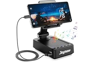 Joymate Gifts for Men Women, Phone Stand with Bluetooth Speaker and Charging Function 360° Rotable Angle Adjustable Cell Phone Holder with HD Stereo Sound Fits All Phones,Tablet (Black)