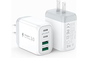 2-Pack 40W USB C Wall Charger, 4 Port Fast Charging Block PD 3.0 Multi Port Type C Charger Cube for iPhone 16/16 Pro/16 Pro M