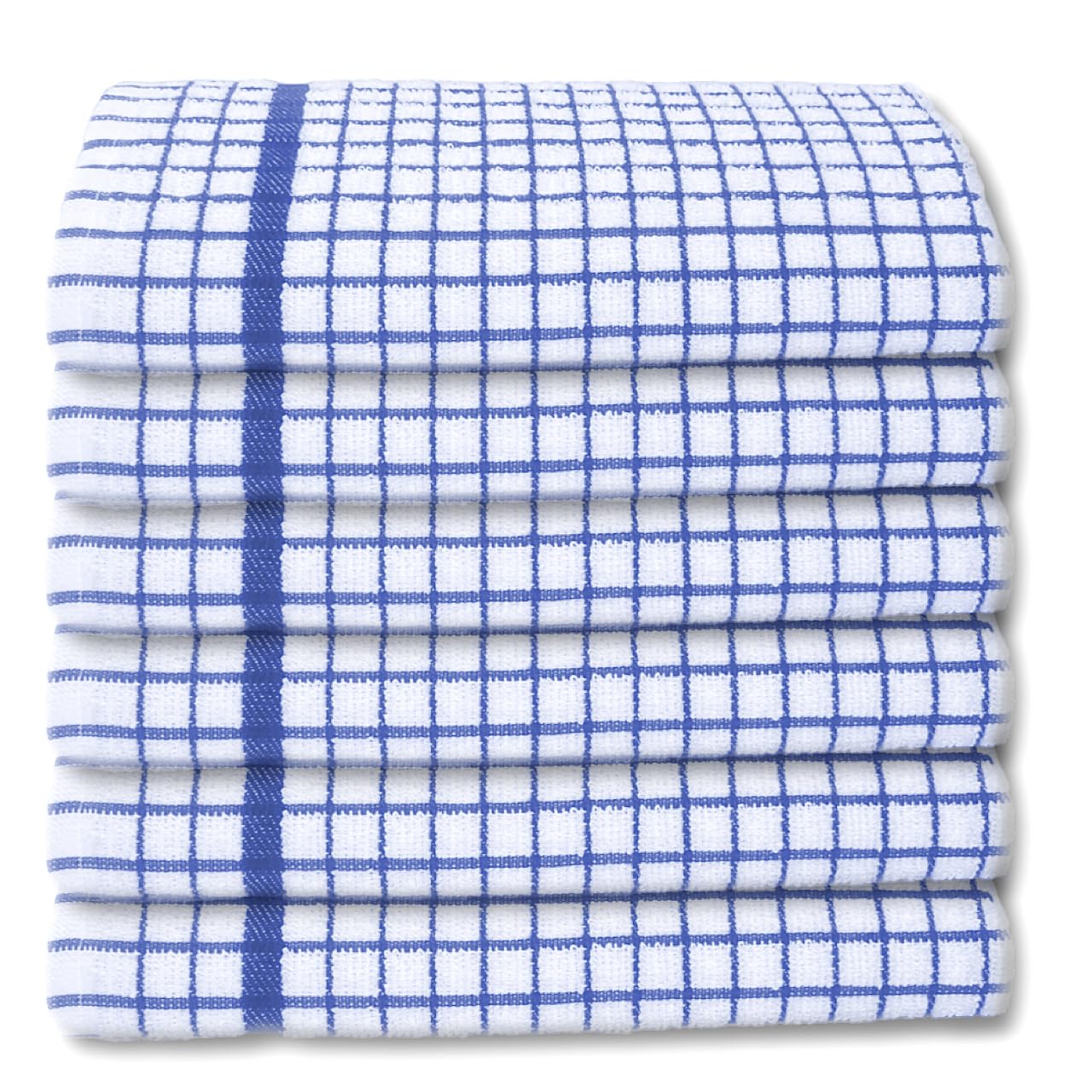 A & B TRADERS 100% Cotton Terry Towelling Tea Towels | Pack of 6 | Kitchen Hand Towels Dish Cloth Super Absorbent Soft Touch (Blue)