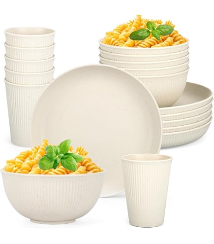 Microwave Safe Dish Set Wheat Straw Dinnerware Sets SGAOFIEE 36