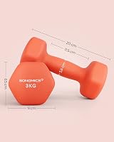 SONGMICS Dumbbells Set 2 x 3 kg Hex Neoprene Coated Papaya Orange SYL906O01 view 6