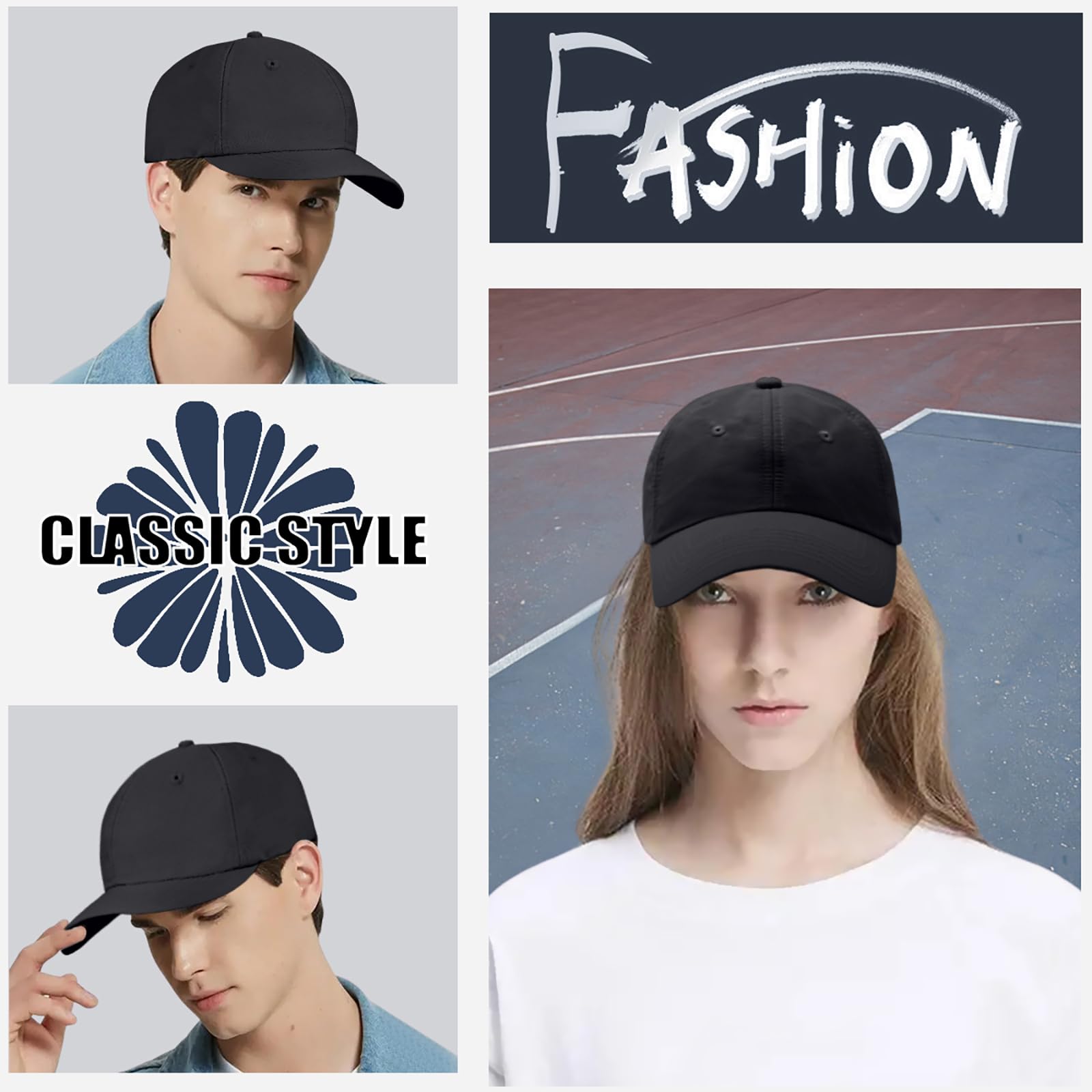 Enwokran Men's Baseball Cap, Men's Athletic Fitted Cap, Adjustable Anti UV Outdoor Sun Hat