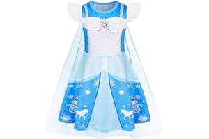 WonderBabe Princess Costume Toddlers Girls Dress Kids Halloween Birthday Party Dress up Outfit with Cape