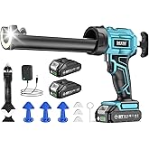 SEESII Cordless Caulking Gun, 21V Battery Powered Caulk Gun, Electric Caulking Gun w/2 x 2.0Ah Batteries, 9Pcs Caulk Remover Tool, LED Light, Auto Retract for Filling, Sealing
