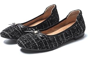 MUMUWU Women's Comfortable Ballet Flats Round Toe Flat Shoes for Women Bow Dressy Flats Shoes with Arch Support Insole