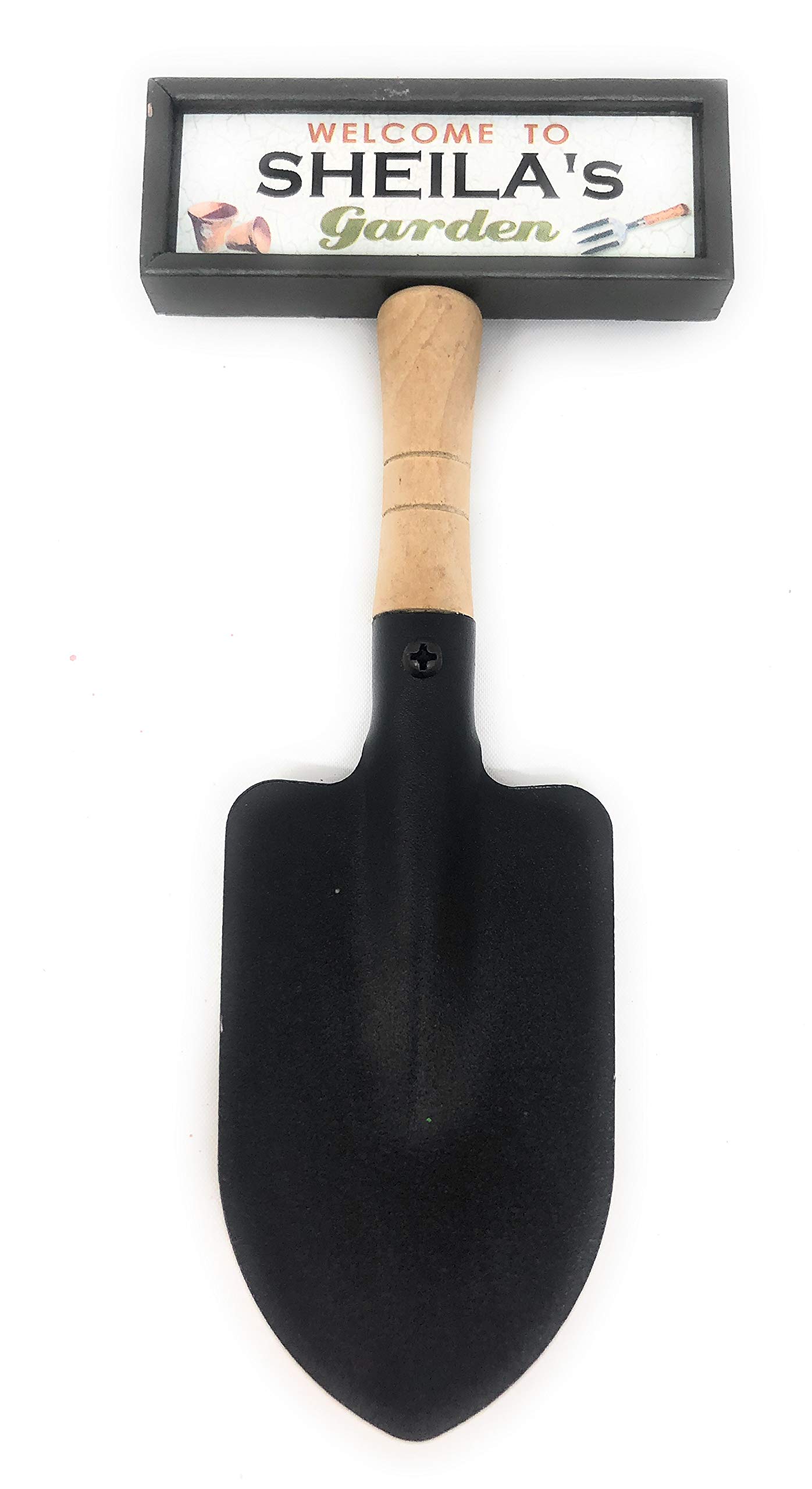 Shovel Welcome to Sheila's garden hanging sign