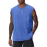 KEEPSHOWING Mens Workout Tank Tops Sleeveless Tee Shirts Muscle Gym Shirts Acid Wash T Shirts Running Loose Fit Tee
