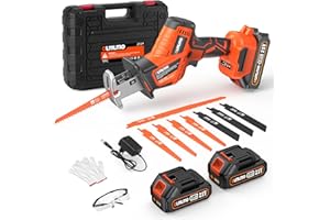 OLMLMO Cordless Reciprocating Saw With 8 Blades – 2×4000mAh Batteries, Brushless Motor, Variable Speed 0‑3200 SPM, Tool‑Free Blade Change, Power Reciprocating Saw for PVC Wood, Metal Cutting DIY