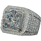 LRESJJIUJ 925 Silver Cuble Zirzon Diamond Engagement Band fo Men Charming Crystal Rings for Womens & Mens