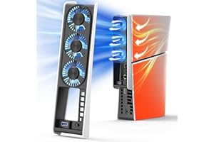 HuiJuKeJi Cooling Fan for PS5 Slim,Auto Power On/Off Cooler Game Accessories for Playsation 5 Slim,3 Led Fans Cooling Station with 2-Speed,USB 3.0 Hub for PS5 Slim Disc/Digital Console