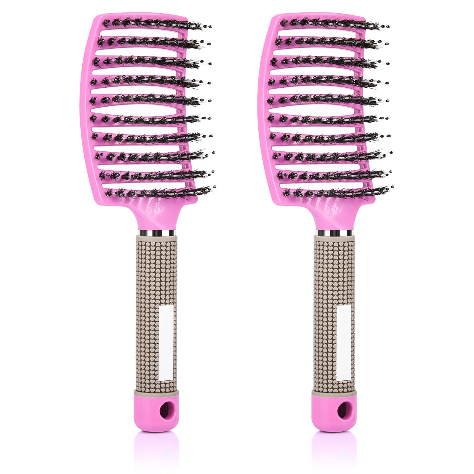Wet Brush 2PCS Anti-Tangle Hair Brush for Women - Detangling Spiral Design, Glide Through Tangles (Pink)