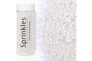 130g/ 4.6ozChristmas Edible White Pearl Sprinkles, Pearls Sugar Sprinkles,130g/4.58oz,Baking Edible Candy for Cake Decoration
