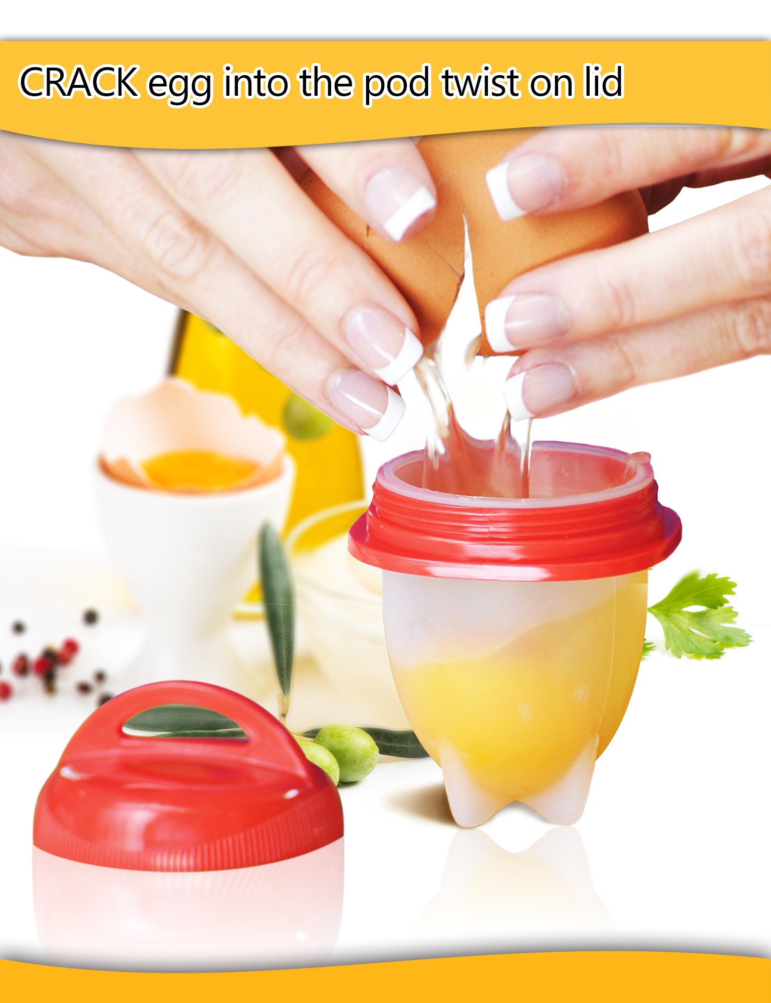 Egg Cooker-Hard Boiled Eggs without the Shell,Non Stick Silicone,boiled eggs mold, AS SEEN ON TV,6 Egg Cups