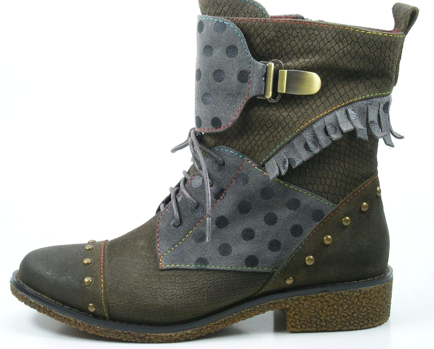 Bottines Laura Vita Éléo 42 Zip – Rouges élégantes En Cuir Et Textile – Taille 38 EU (7 US)