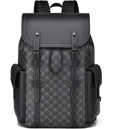 MCWTH Leather Laptop Backpack for Men Women, School College Bookbag Casual Travel Daypack (Black) : Electronics