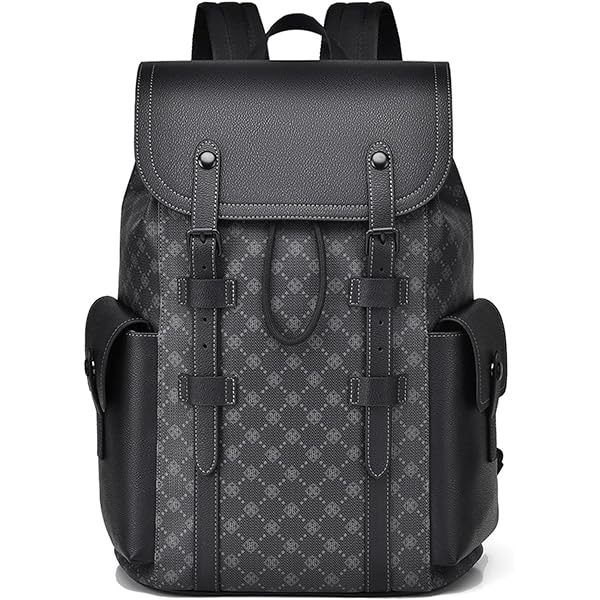 Seamand Men's 3D Lion Design Laptop Backpack - PU Leather, 17.3" Laptop Compartment, Travel Daypack