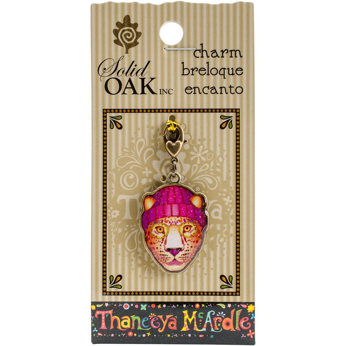 Solid Oak Thaneeya(R) LLC Acrylic Charm Hipster Leopard, Multicoloured, 0.09 x 1.9 x 3.9 cm