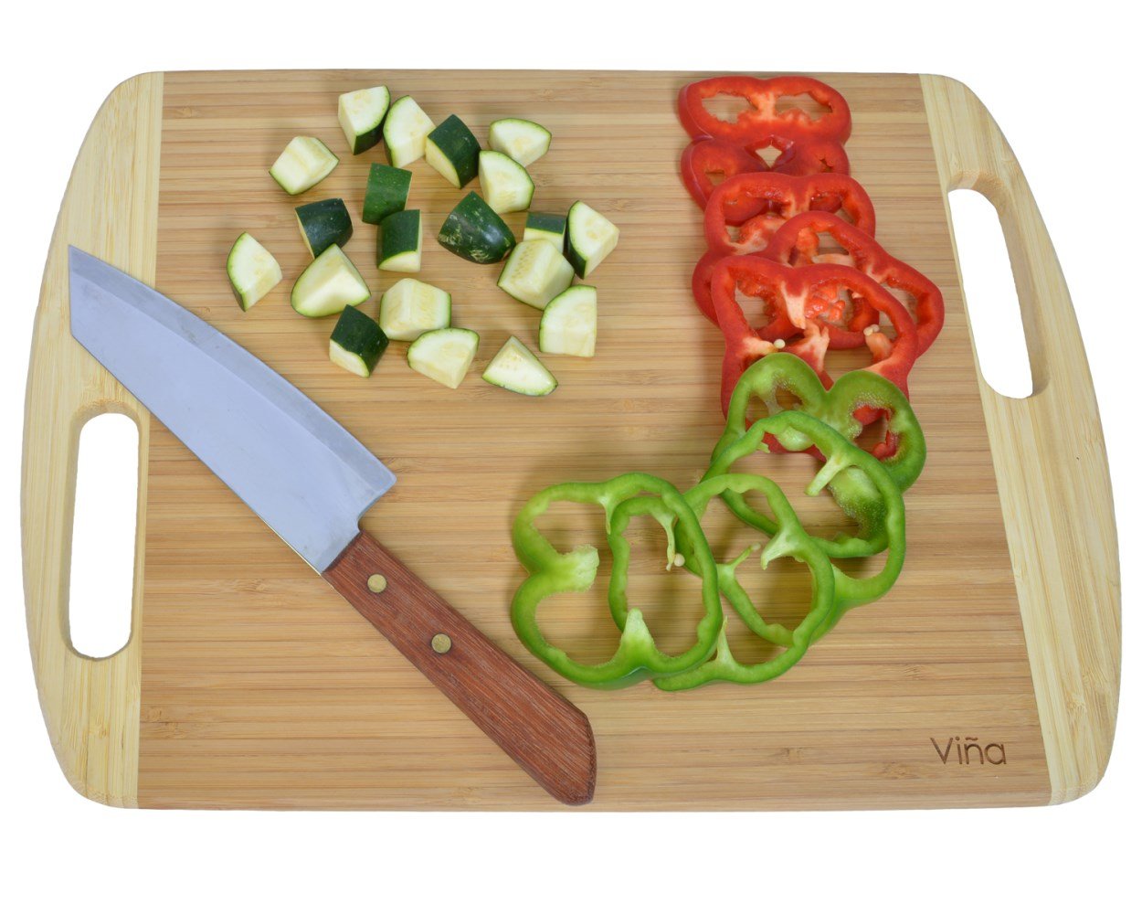 Vina Extra Large Bamboo Cutting Board with Handles, 16\