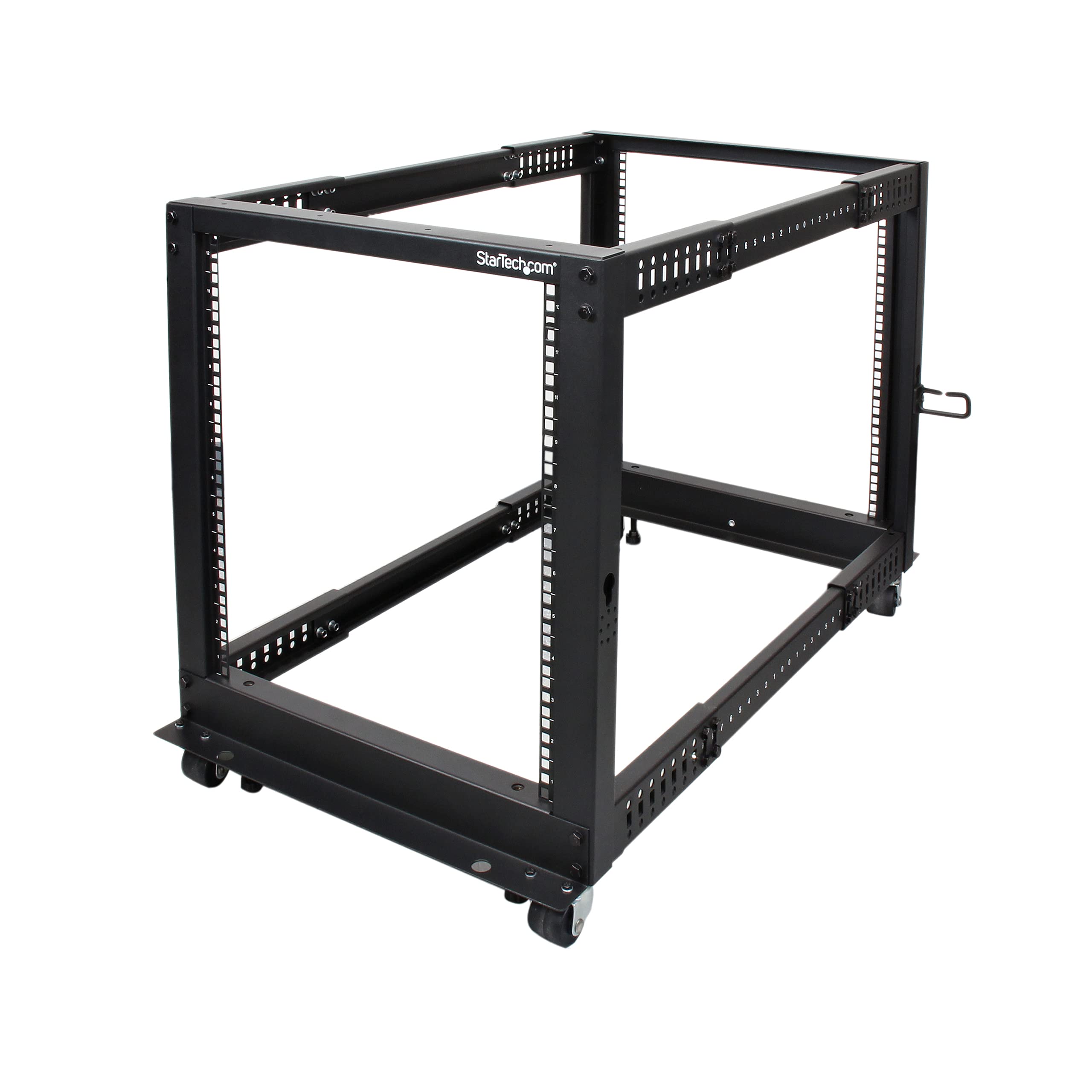 StarTech 12U 4-Post Server Rack, 19in Open Frame Rack with 40in (101cm) Mounting Depth and 1200lb (544kg) Weight Capacity, Mobile or Floor Mount IT Rack