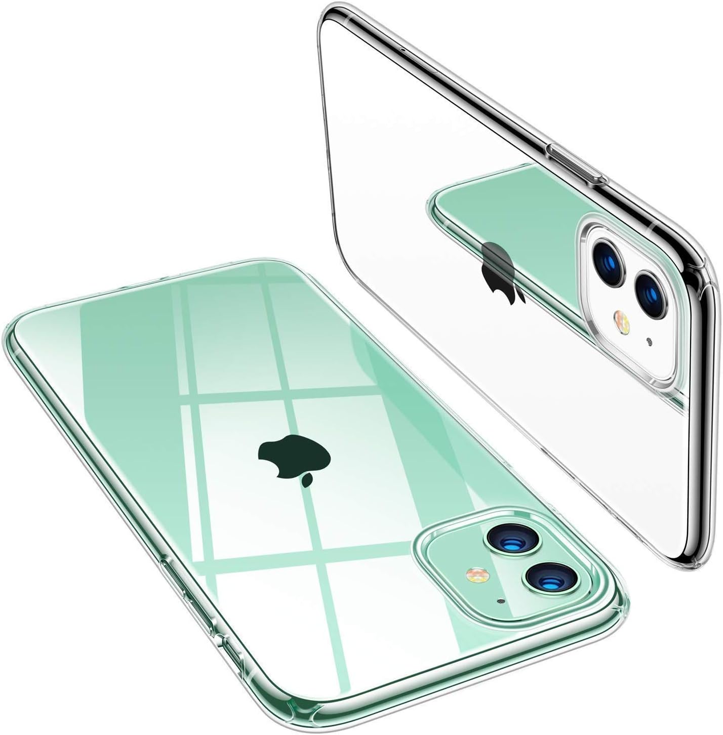 Enflamo Crystal Clear Case Soft Back Cover Case with Electroplated Frame Bumper Ultra Slim TPU Gel Case for iPhone 11 (iPhone 11, 6.1 Inch, Clear)