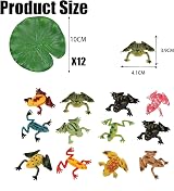 JEOPKO 24Pcs Plastic Frogs Set with Lotus Leaves for Pond Pool Decor view 2