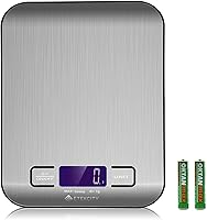 Etekcity Báscula de cocina digital multifunción alimentos escala, 11 lb 5 kg, Plata, Acero inoxidable (pilas incluidas)